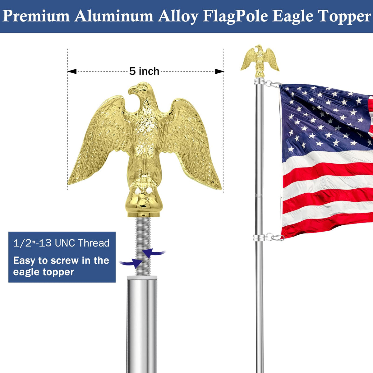 NQ eagle topper adds a premium aluminum accent to your display
