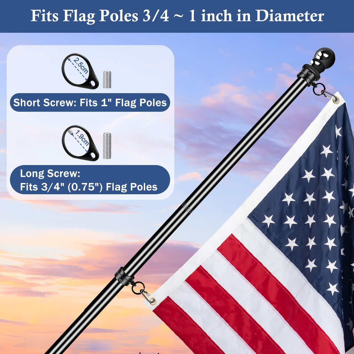 NQ anti-wrap 360-degree ring keeps flags unfurled in wind.