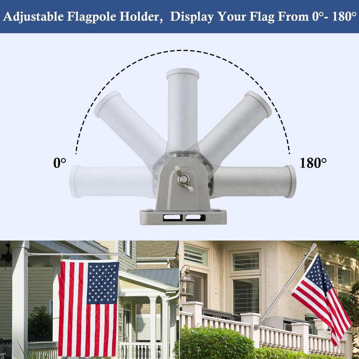 NQ adjustable tilt angles flag pole holder for 0–180 degrees