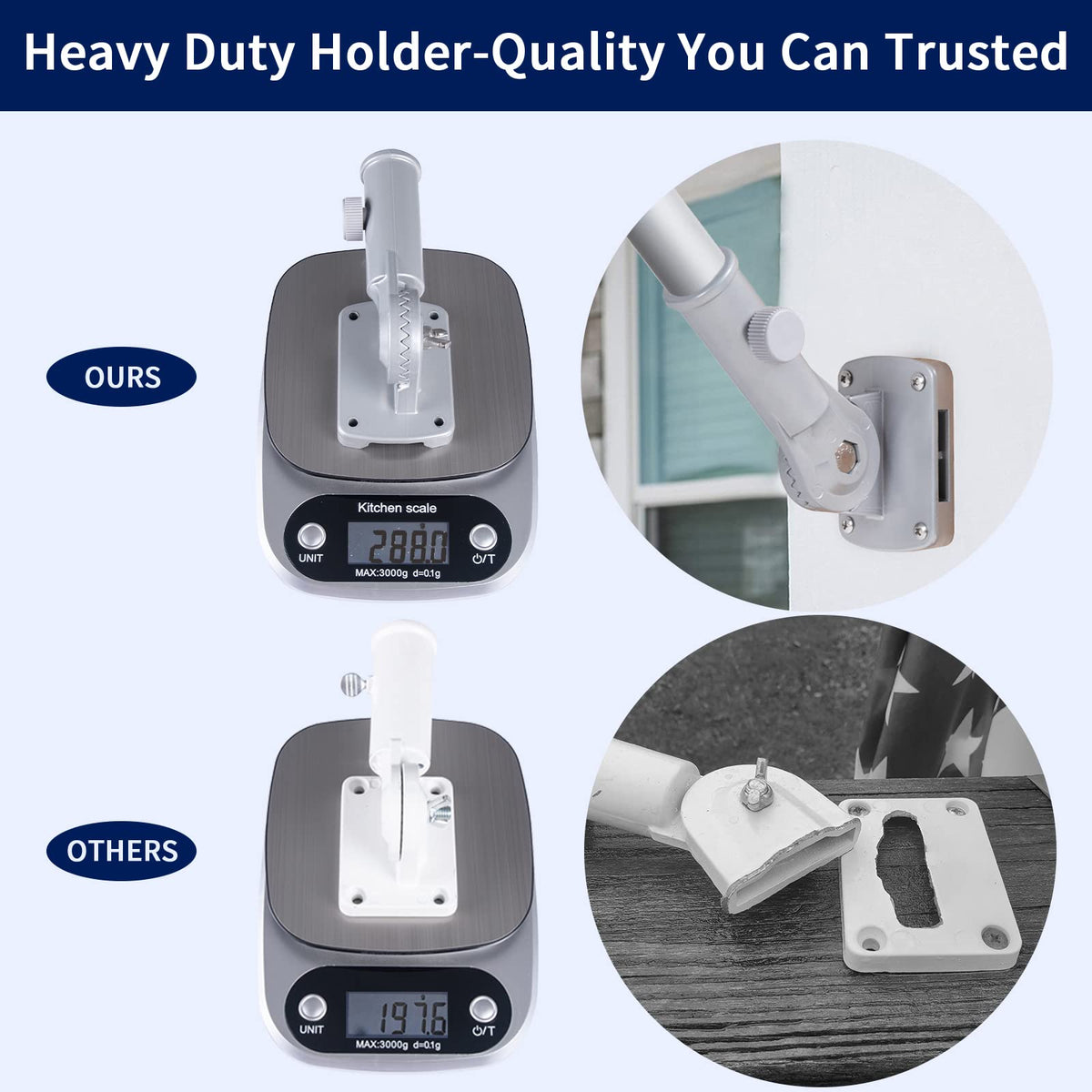 NQ color options for flag pole holder on porches and balconies
