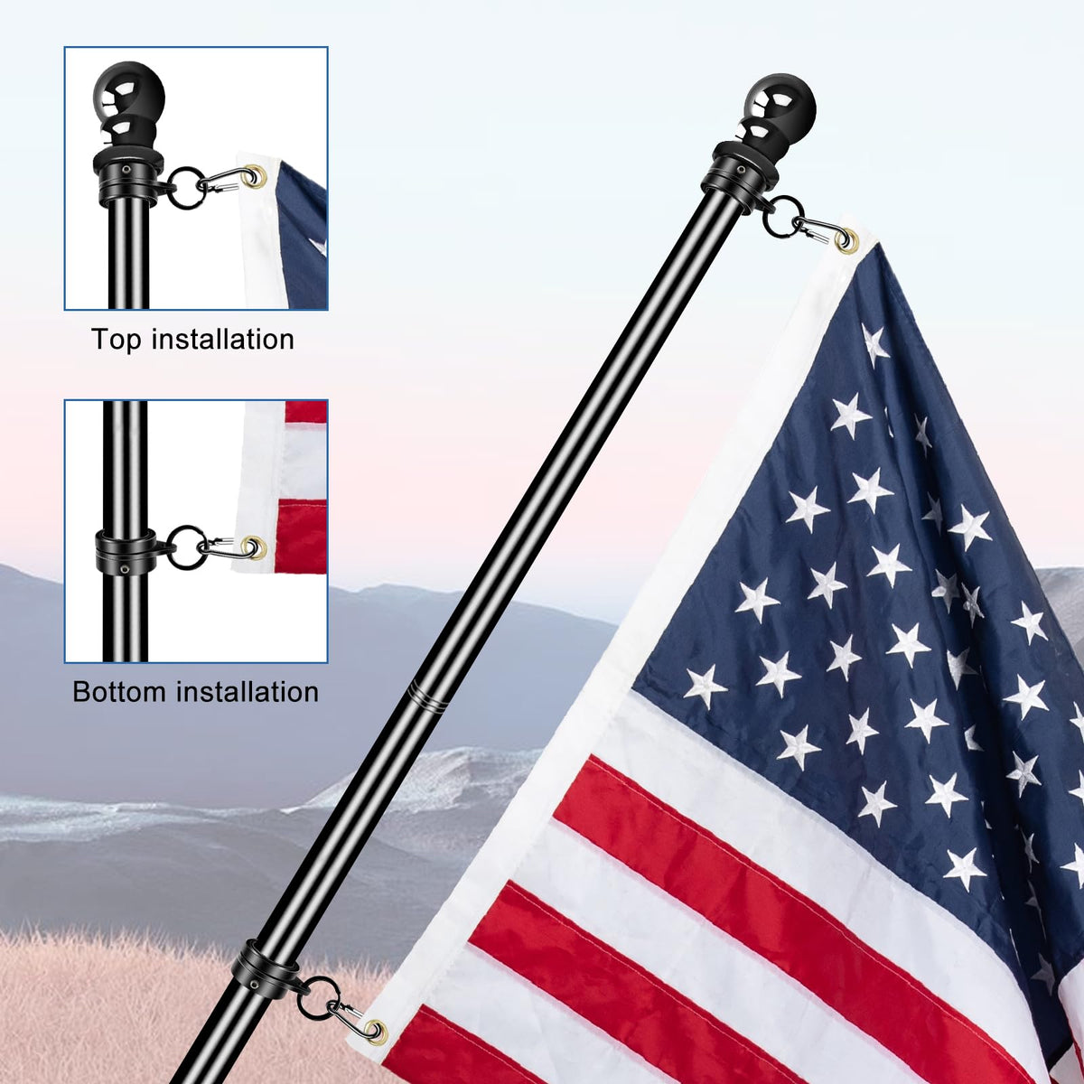 NQ ring kit includes carabiners for quick flag attachment.