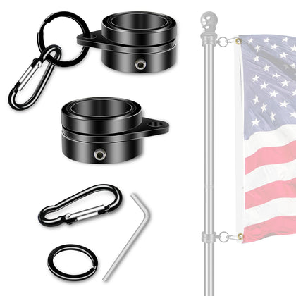 NQ flag pole rotating rings on a 1-inch pole for tangle-free display.