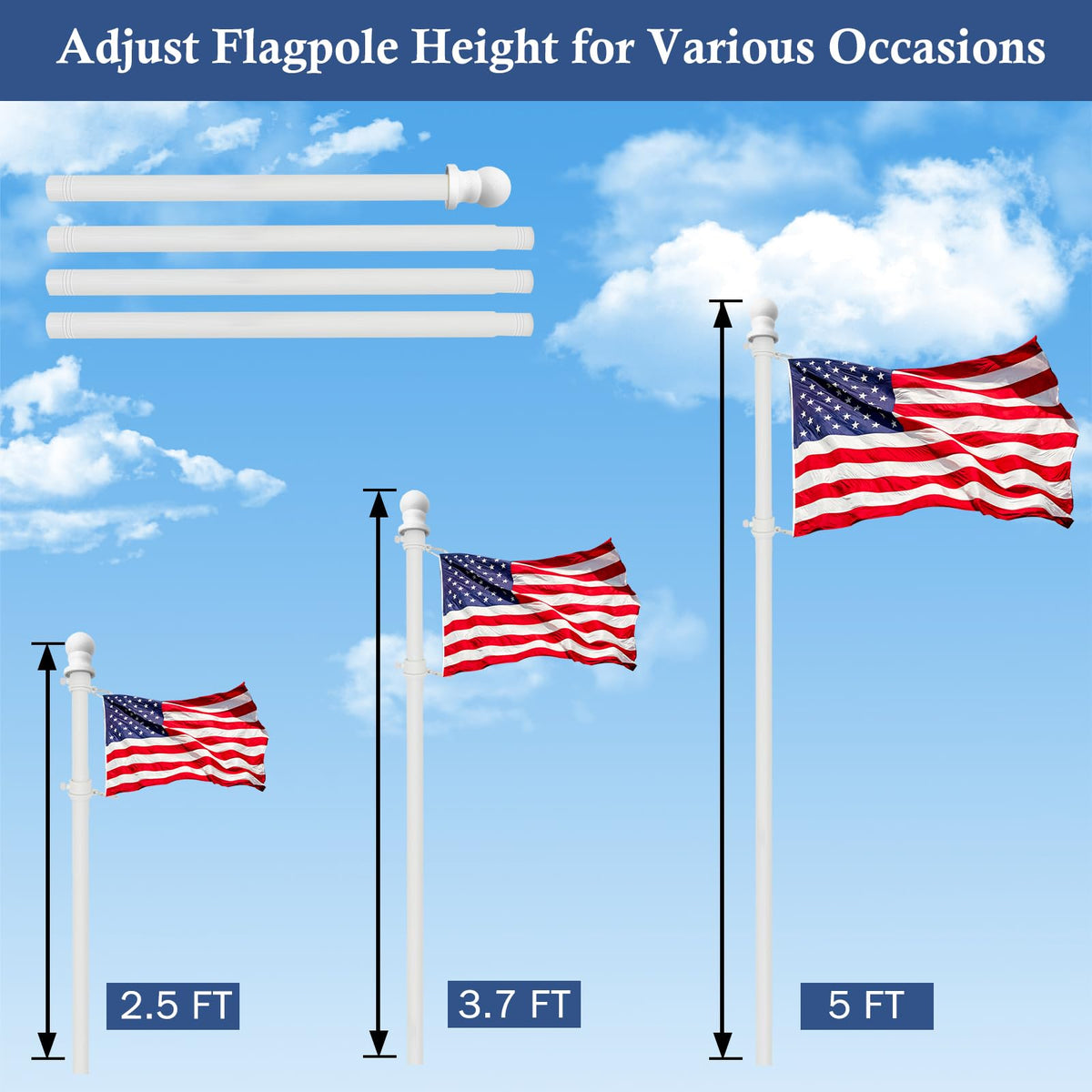 NQ flag sizes compatible from 2x3 ft to 4x6 ft.