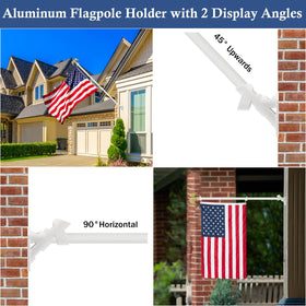 NQ white outdoor flag pole kit complements any home exterior.