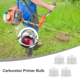 NQEUEPN primer bulb shown in multiple equipment like trimmers, mowers for reliable priming.