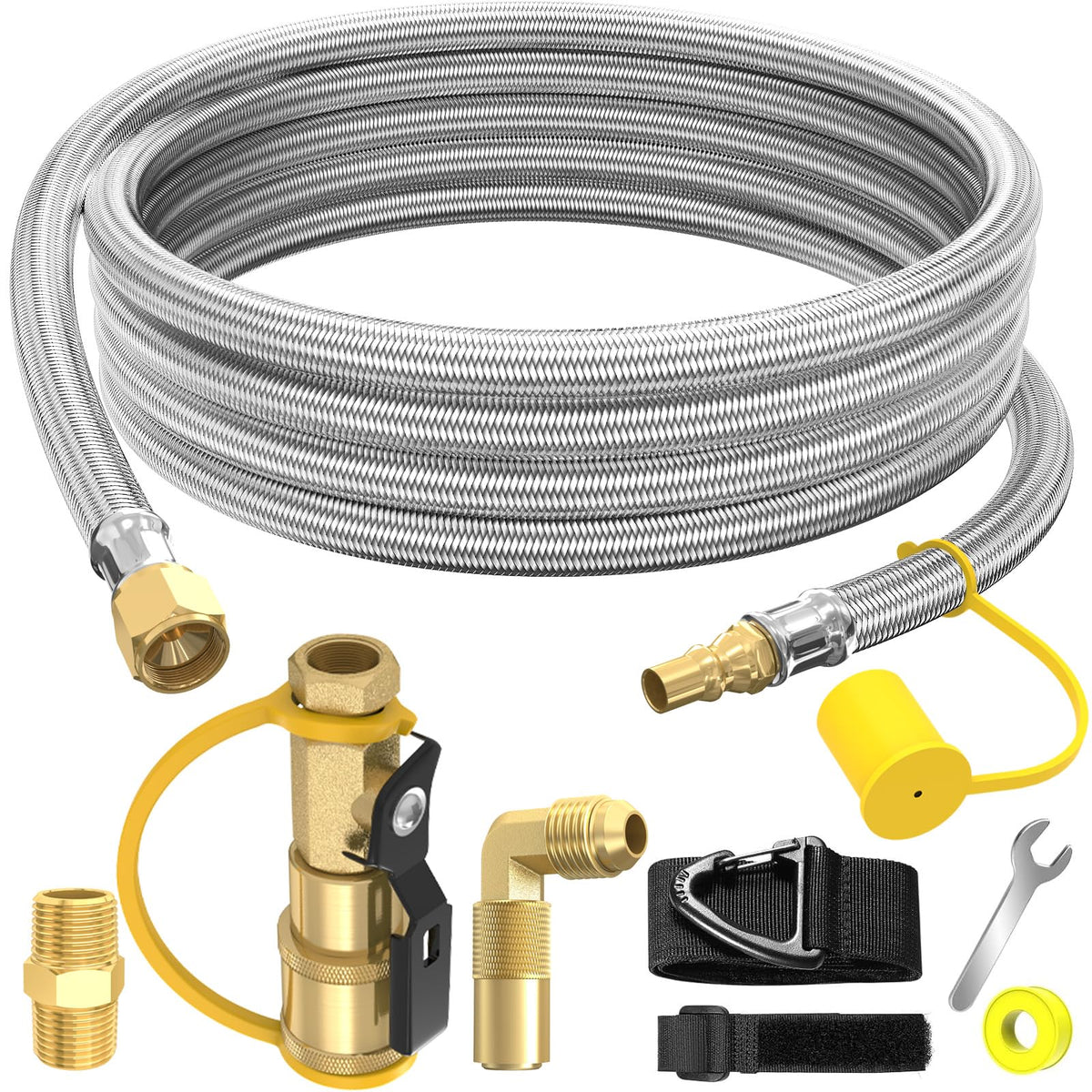 NQN 12ft propane hose with elbow adapter for RVs and Blackstone griddles