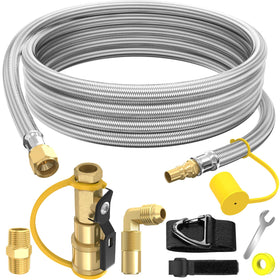 NQN 12ft propane hose with elbow adapter for RVs and Blackstone griddles