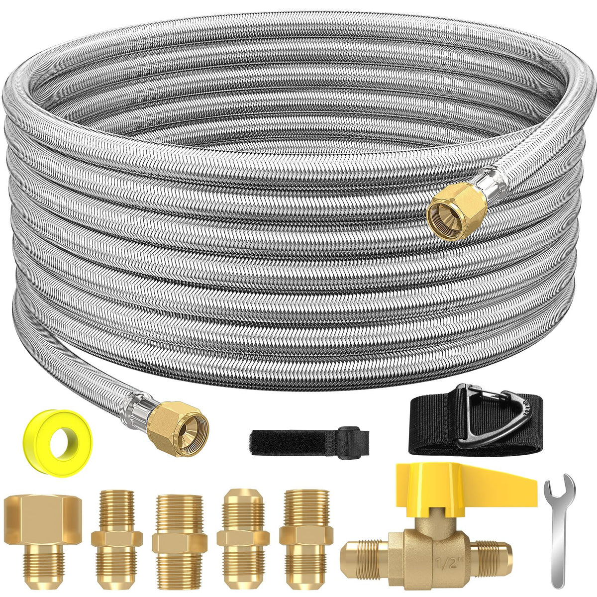 NQN 20ft braided propane hose extension for flexible outdoor grilling setup