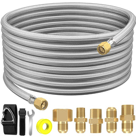 NQN 24ft propane hose extension unrolled for flexible outdoor use.