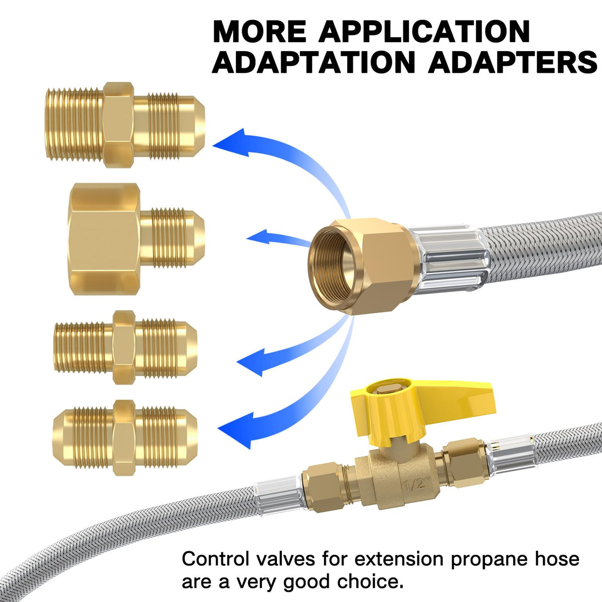 NQN 3/8 NPT male to 3/8 flare adapter widens compatibility