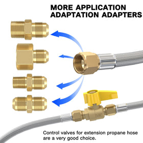 NQN 3/8 NPT male to 3/8 flare adapter widens compatibility
