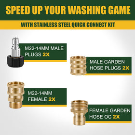 Brass quick-connect kit components for reliable pressure washer performance.