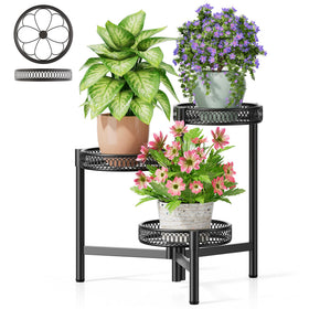 NQW 3-tier metal plant stand for indoor and outdoor corner display.