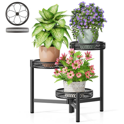 NQW 3-tier metal plant stand for indoor and outdoor corner display.