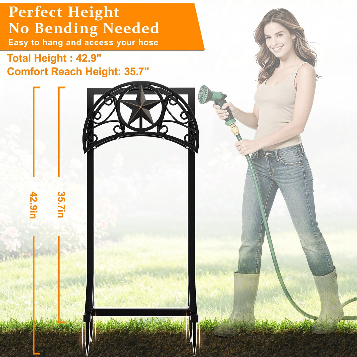 NQW freestanding hose stand mobile across yard