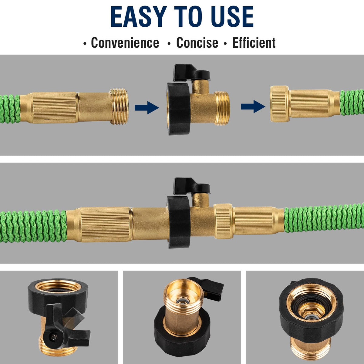 Nraxiot hose shut-off fits standard hoses for versatile use.