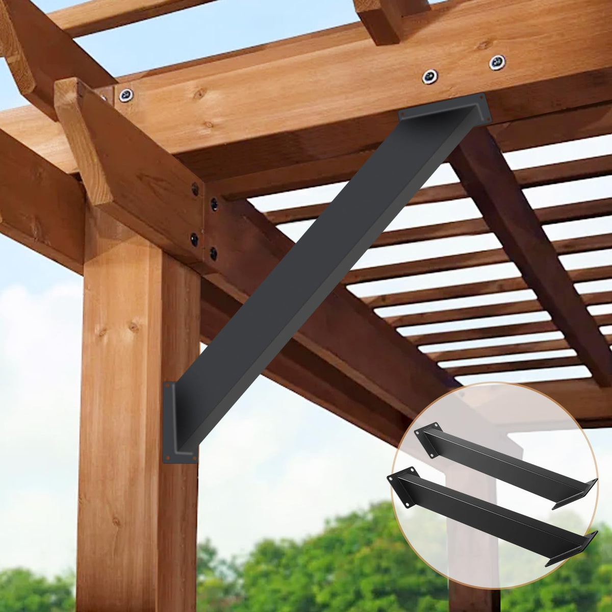 Nrspp pergola connectors reinforce wooden structures like gazebos and patios.
