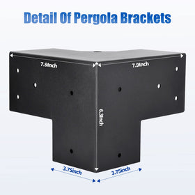 Nrspp pergola bracket black powder coated resists rust for lasting patio installations.