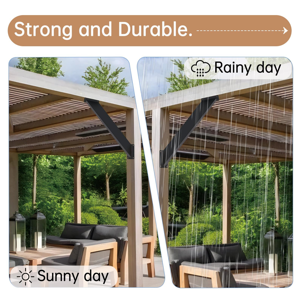 Nrspp black powder coating protects brackets against weather for outdoor use.