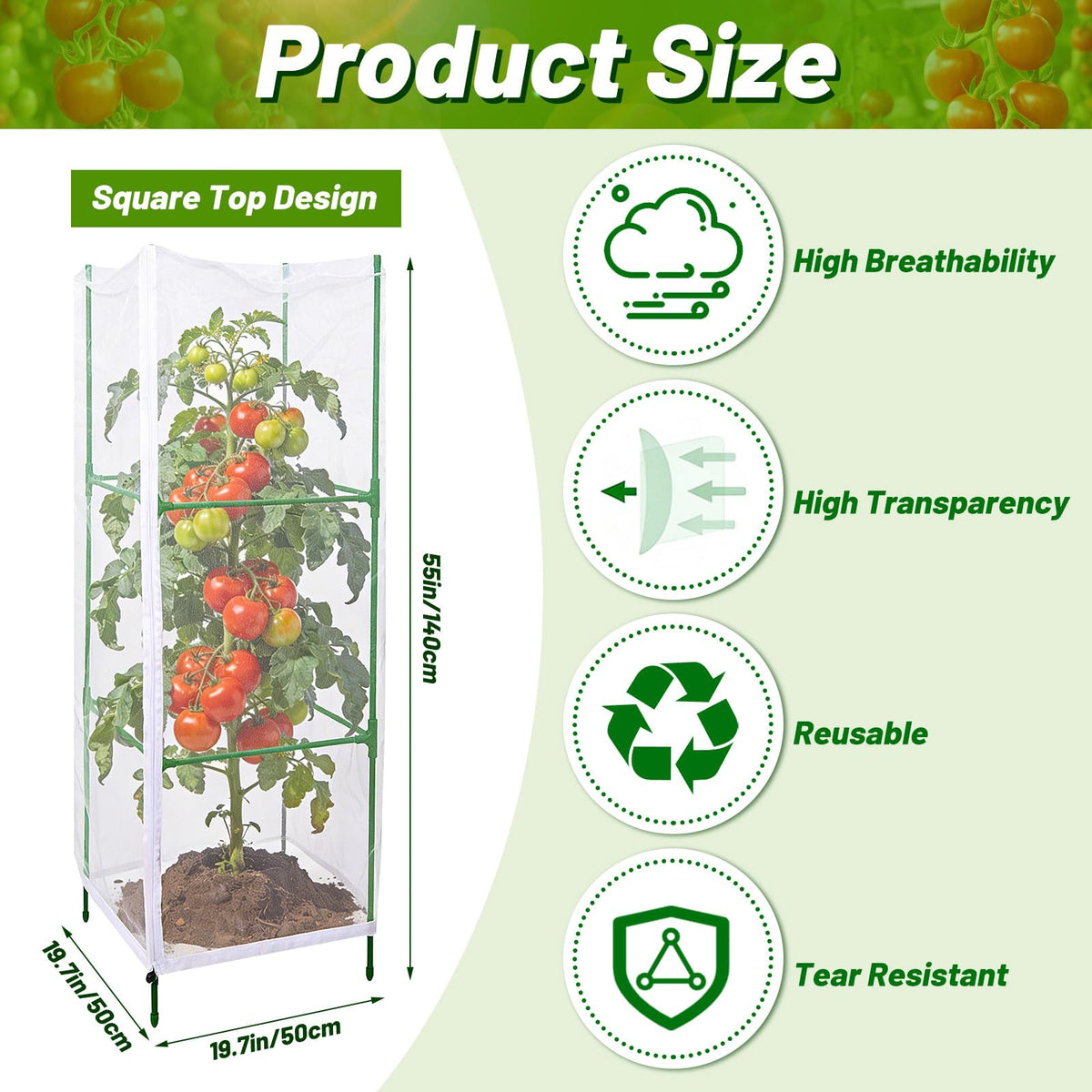 NRWRTY adjustable height 47-inch tomato trellis supports plant growth.