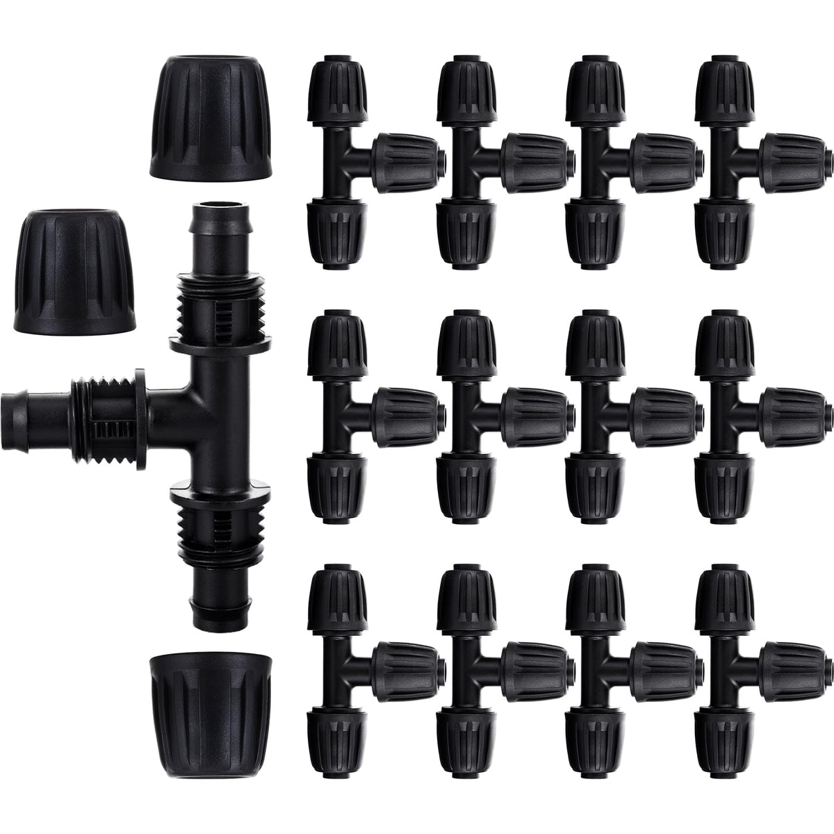 NRWRTY lock-barbed tee connector for 1/2 in tubing, secure leak-proof connections.