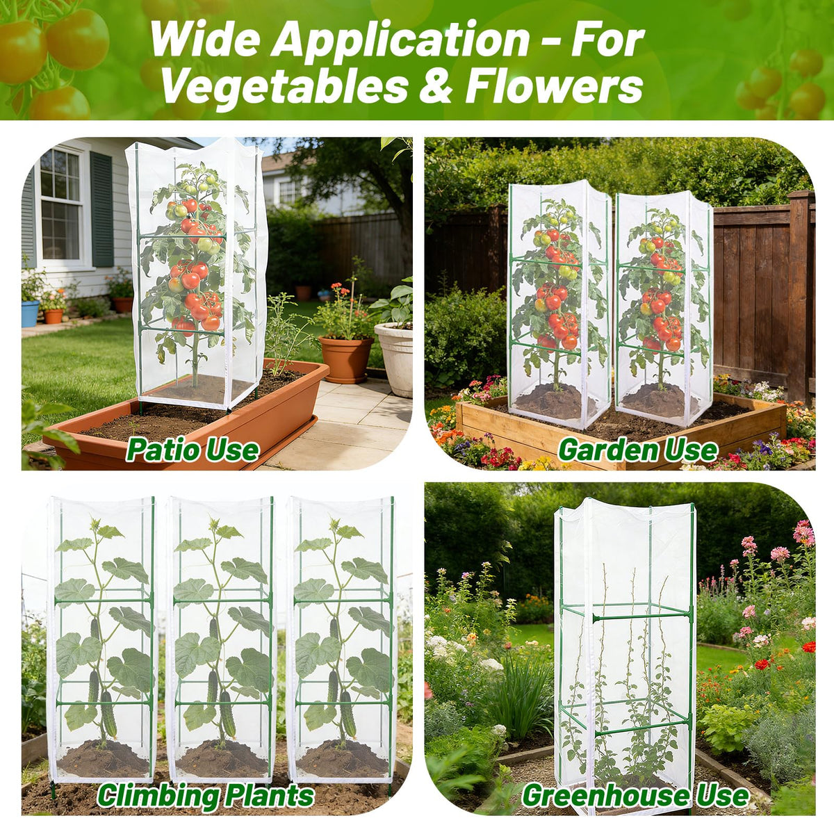 NRWRTY multipurpose trellis suits tomatoes, cucumbers, peas, and climbing flowers.