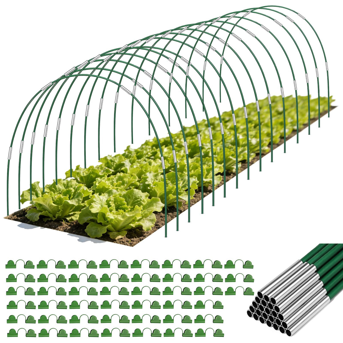 Nsitehalo 75pcs garden hoops assembly demonstrates quick setup for raised beds.