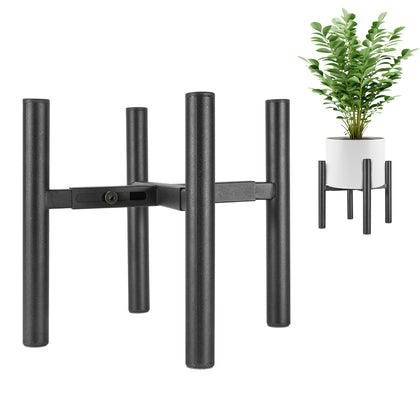 NSYOOMH adjustable plant stand in black securely fits pots from 6 to 10 inches.