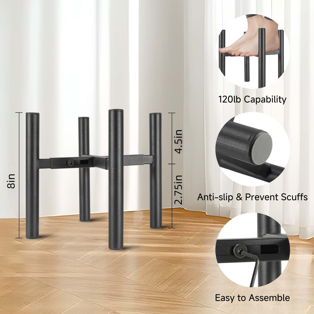 NSYOOMH sleek black finish plant stand complements modern decor.