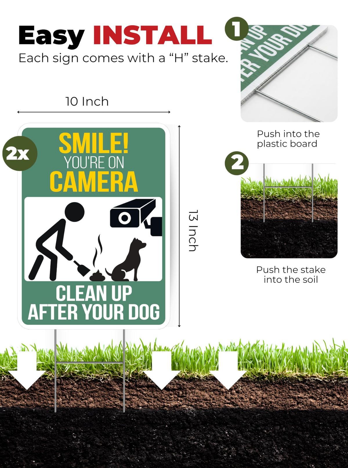 Bold, high-visibility lettering on Nuah Prints dog waste sign.
