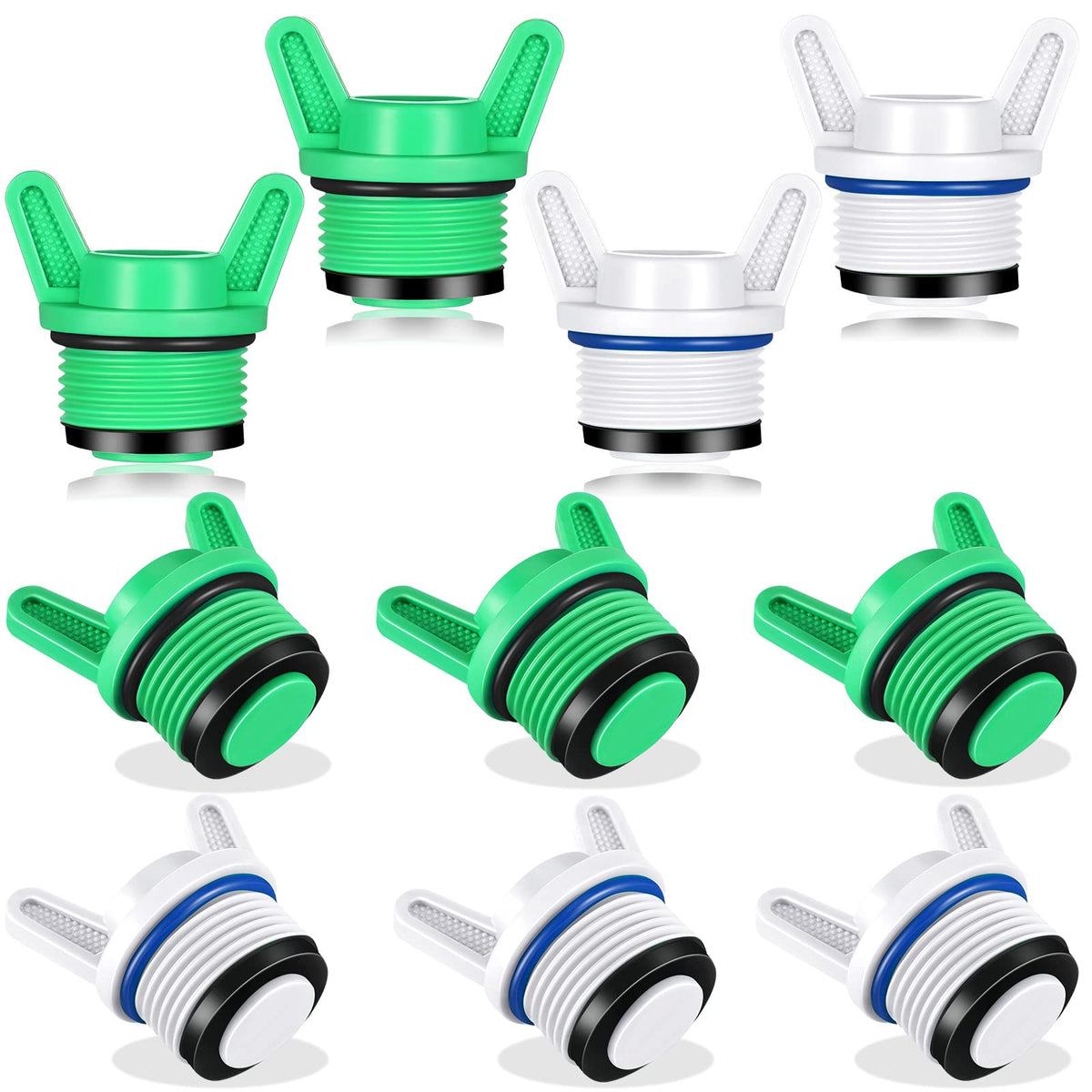 Nuanchu 10-piece 3/4 NPT hose plug set for secure ends.