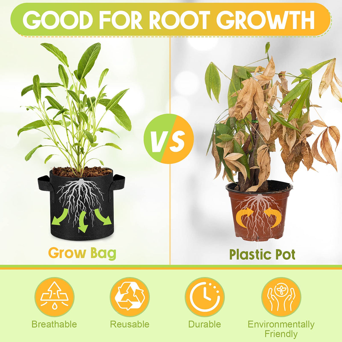Nuanchu 2-gallon plant bags offer space for root growth