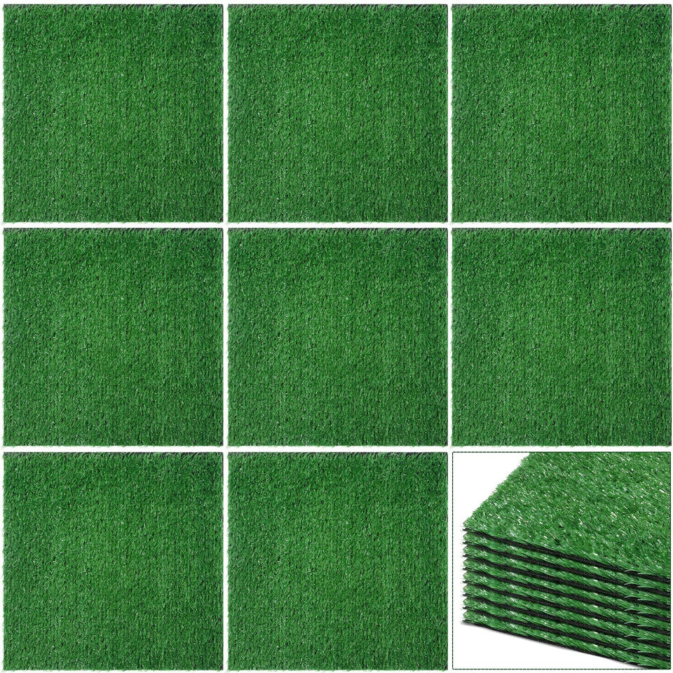 Nuanchu artificial grass square mats eight-pack for durable indoor or outdoor decor