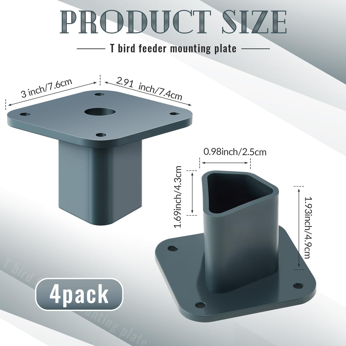 Nuanchu bird feeder mounting plate in slate gray for quick post installation