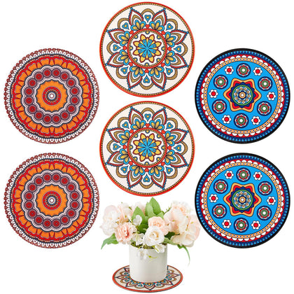 Nuanchu boho plant coaster round 5.9 inches protects surfaces while adding bohemian style.