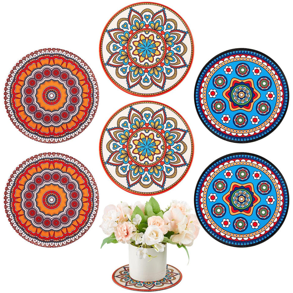 Nuanchu boho plant coaster round 5.9 inches protects surfaces while adding bohemian style.