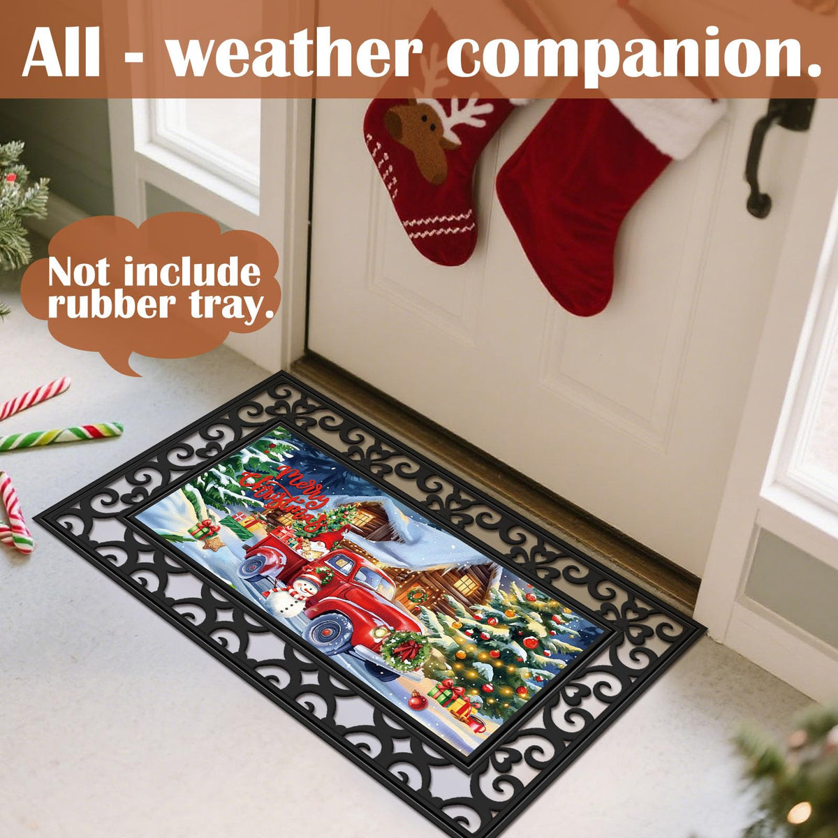 Nuanchu Christmas pattern door mat, festive curb appeal and quick dry.