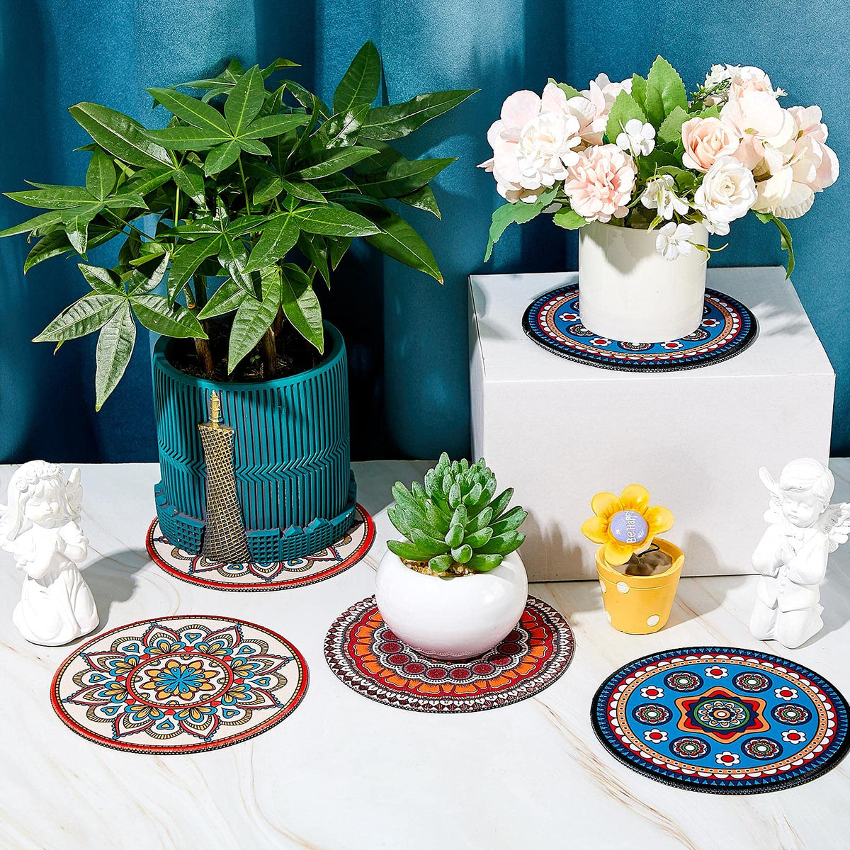 Nuanchu decorative plant mat bohemian pattern enhances indoor spaces without clutter.