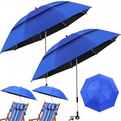 Nuanchu double canopy beach umbrella with clip provides wide shade for sunny beach days.