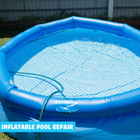 Patch applied on an inflatable product in use for a quick fix