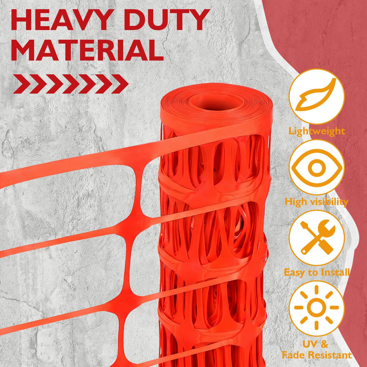 Nuanchu orange mesh fencing roll ideal for quick garden boundary setup and snow protection.