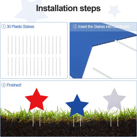 Nuanchu red, white and blue yard signs brighten lawns.
