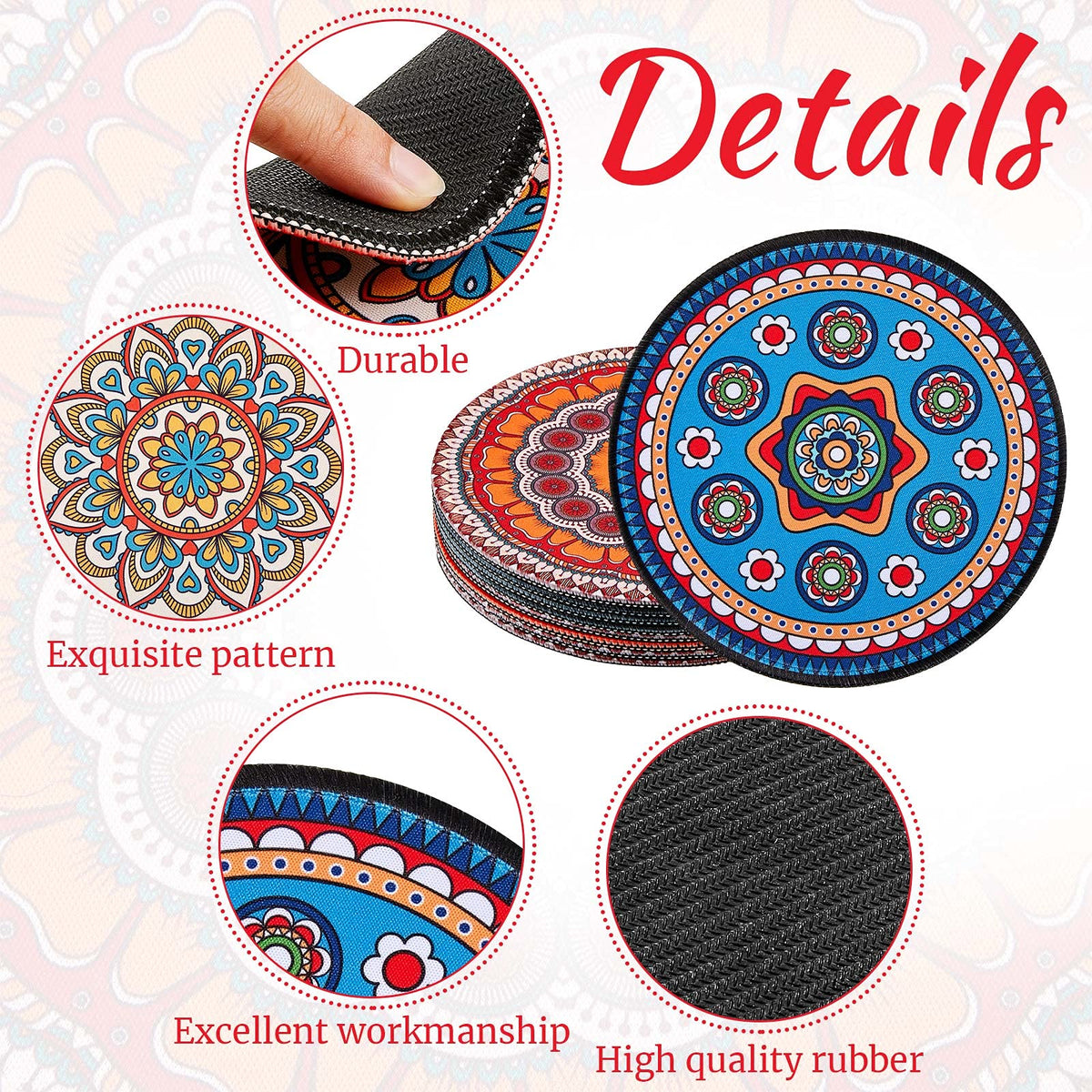Nuanchu rubber plant protector pad mandala pattern guards tables with a decorative touch.