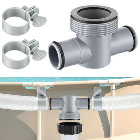 Nuanchu Sand Filter T Joint front view with 1.5-inch to 1.25-inch hoses for steady flow