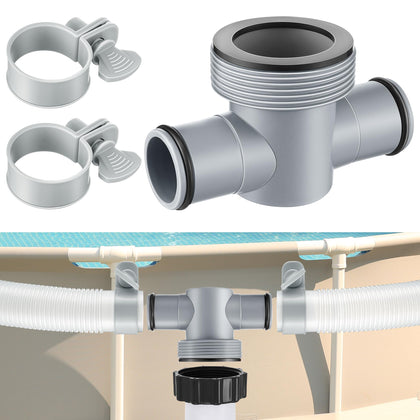 Nuanchu Sand Filter T Joint front view with 1.5-inch to 1.25-inch hoses for steady flow