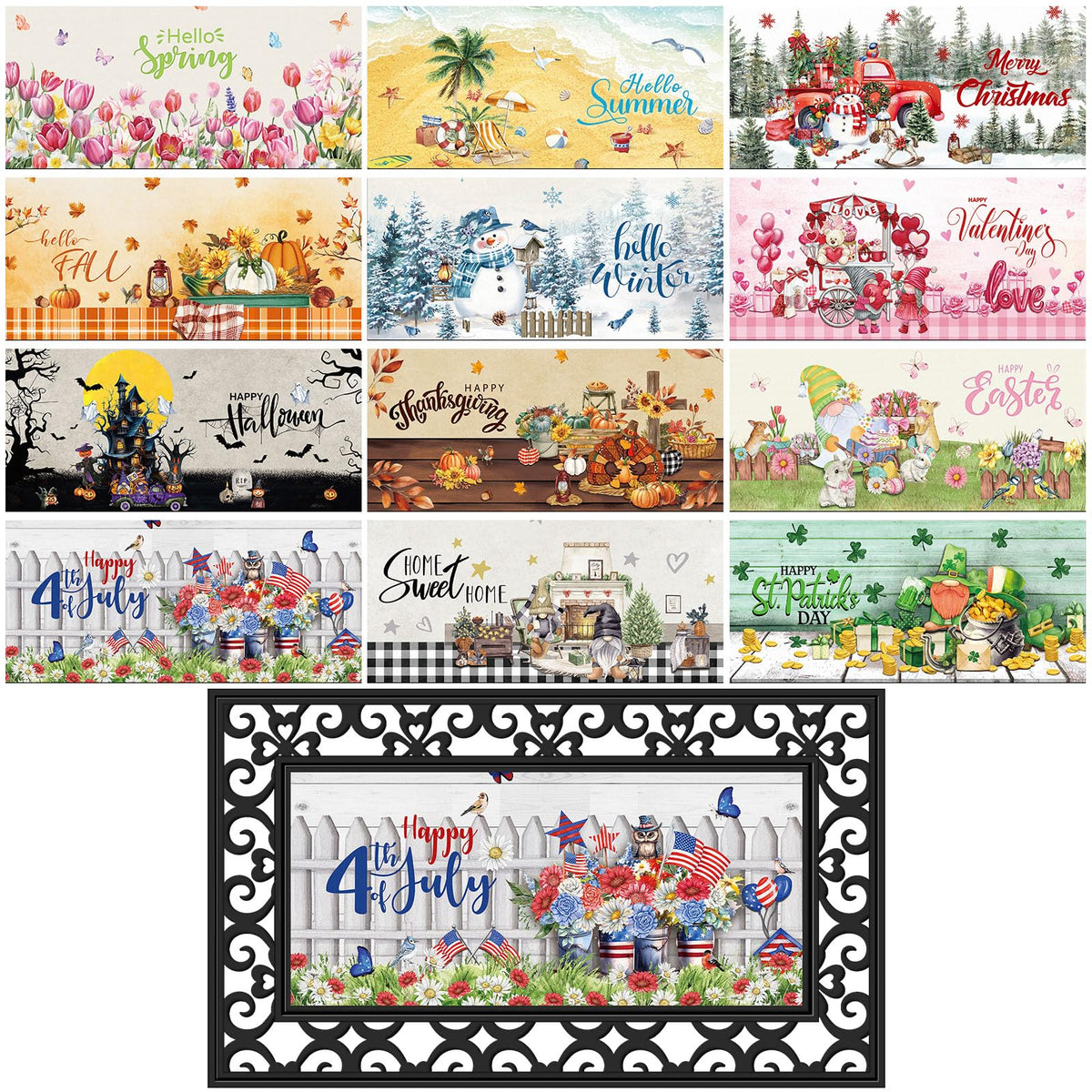 Nuanchu seasonal doormat inserts summer design adds welcoming color and year-round protection