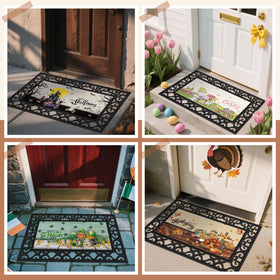 Nuanchu seasonal doormat inserts Valentine’s motif welcomes loved ones with color and charm