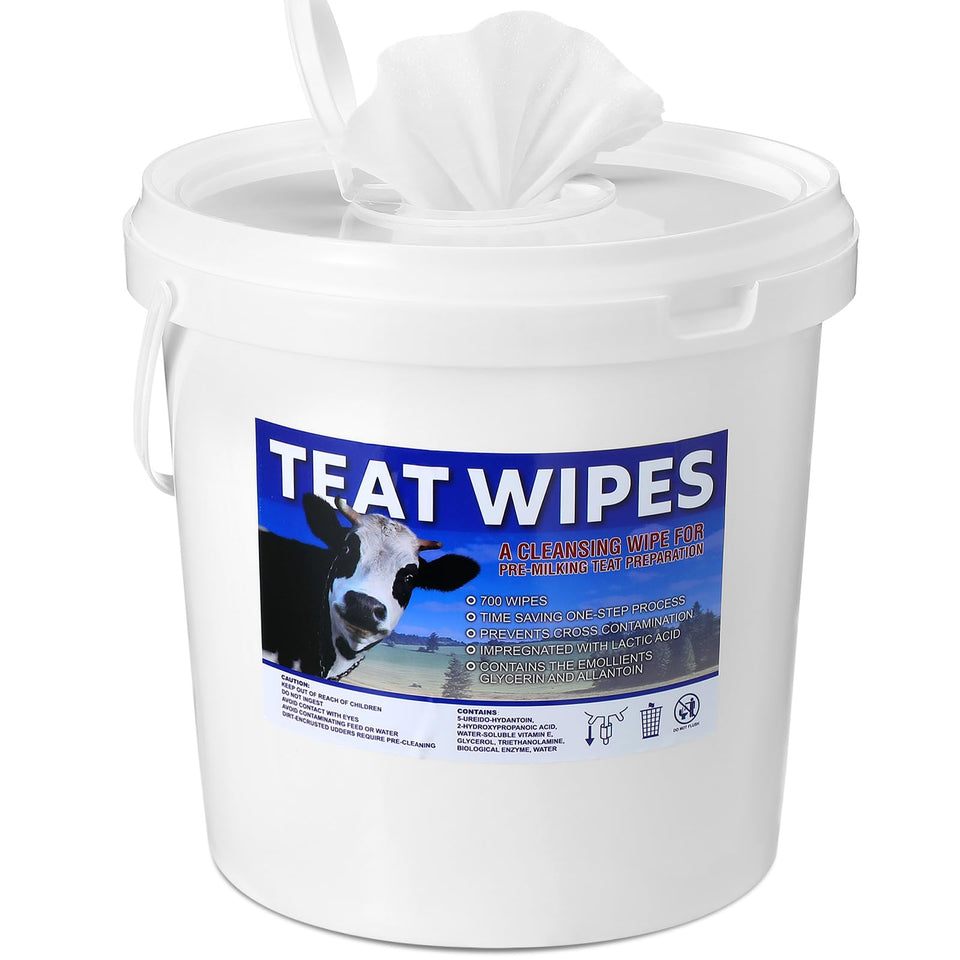 Nuanchu teat wipes bucket front view for quick milking prep