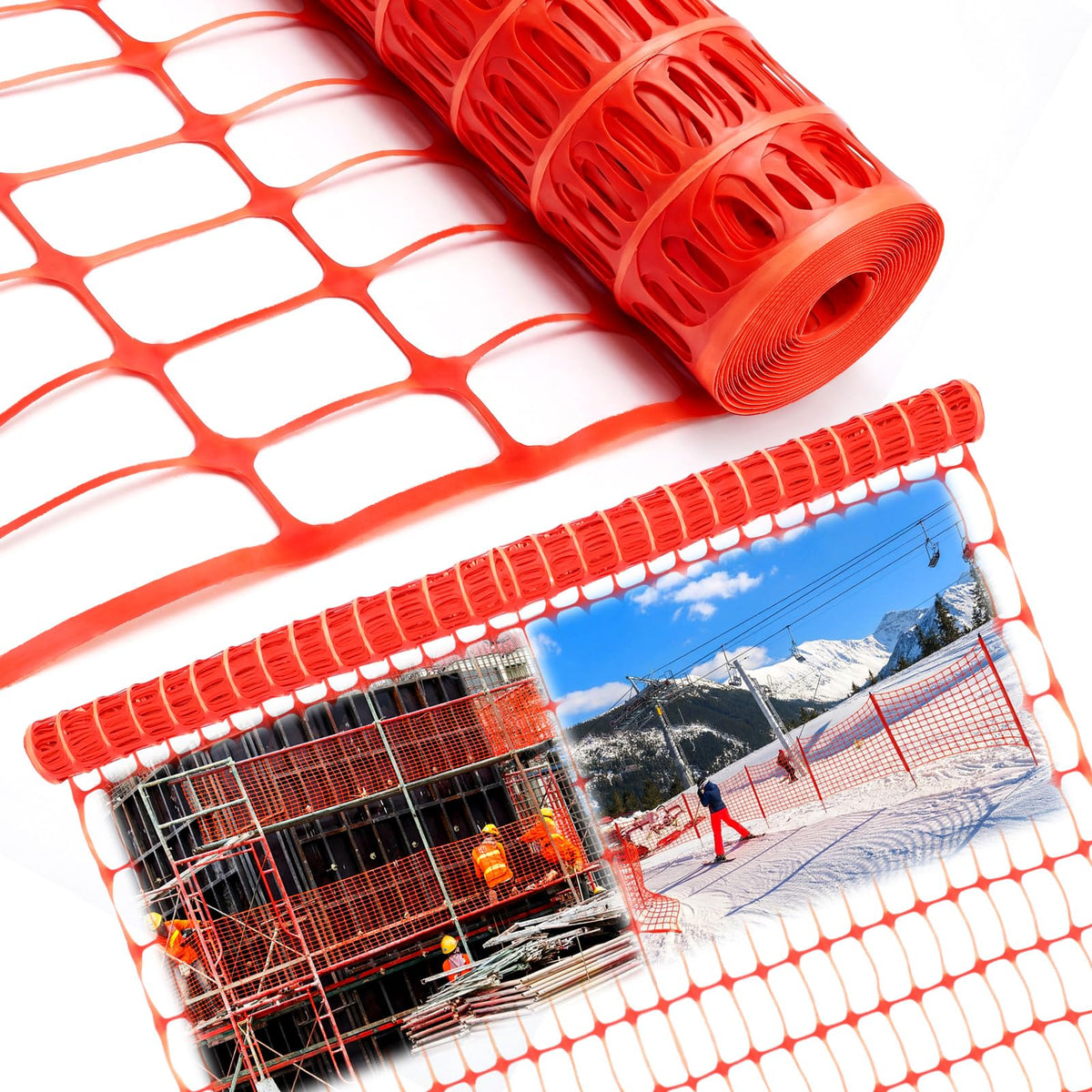 Nuanchu temporary safety fence with orange mesh provides a portable barrier for outdoor spaces.