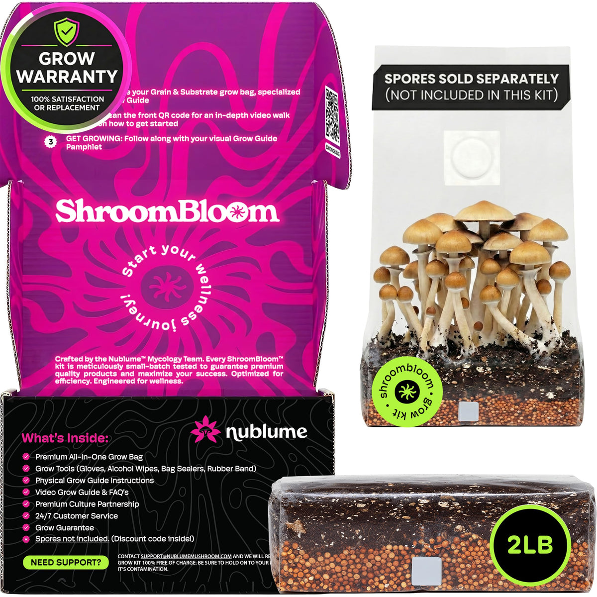 NuBlume mushroom grow kit injection port for quick inoculation and control